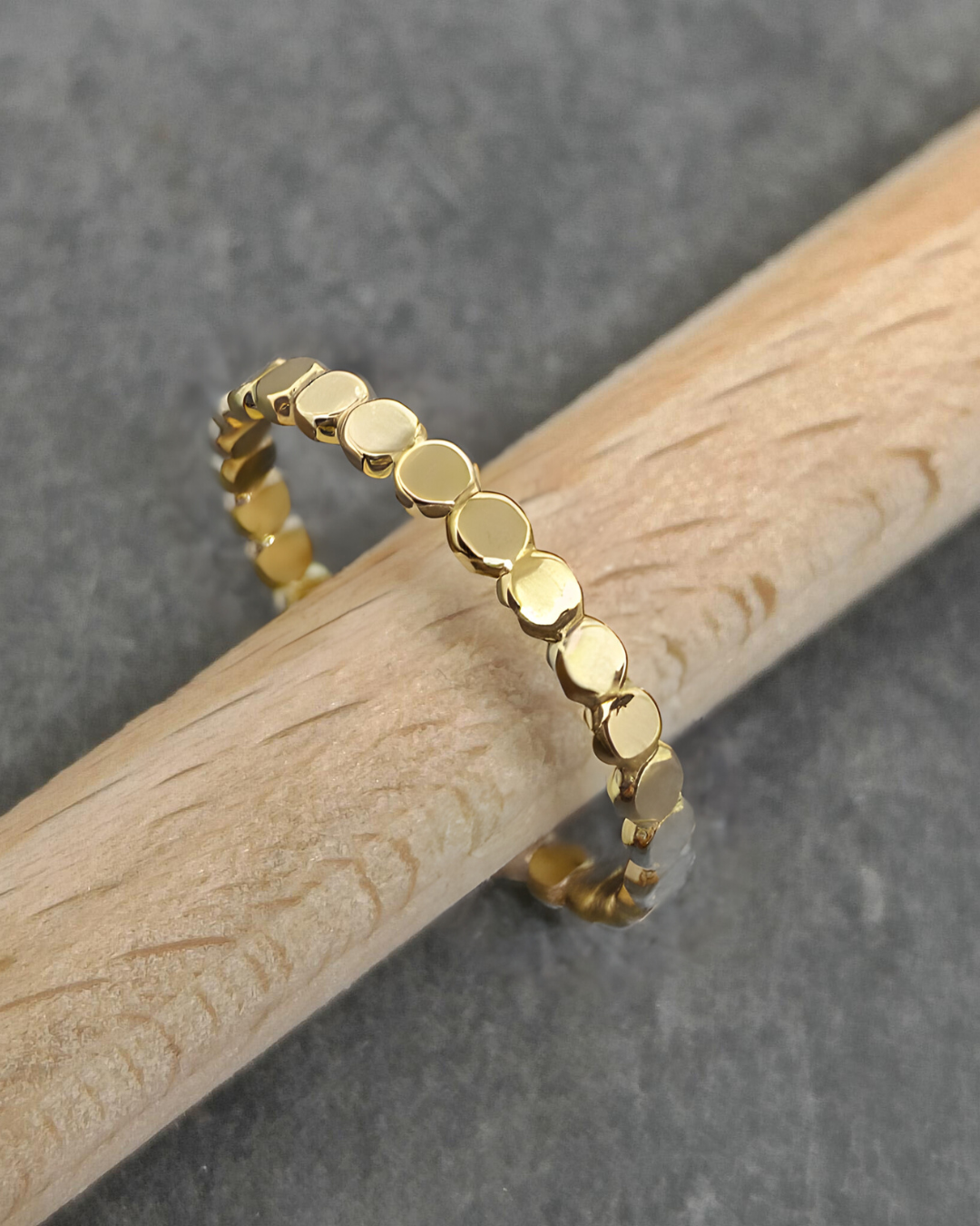 bague sequins perlée vermeil (argent plaqué or 5 microns)