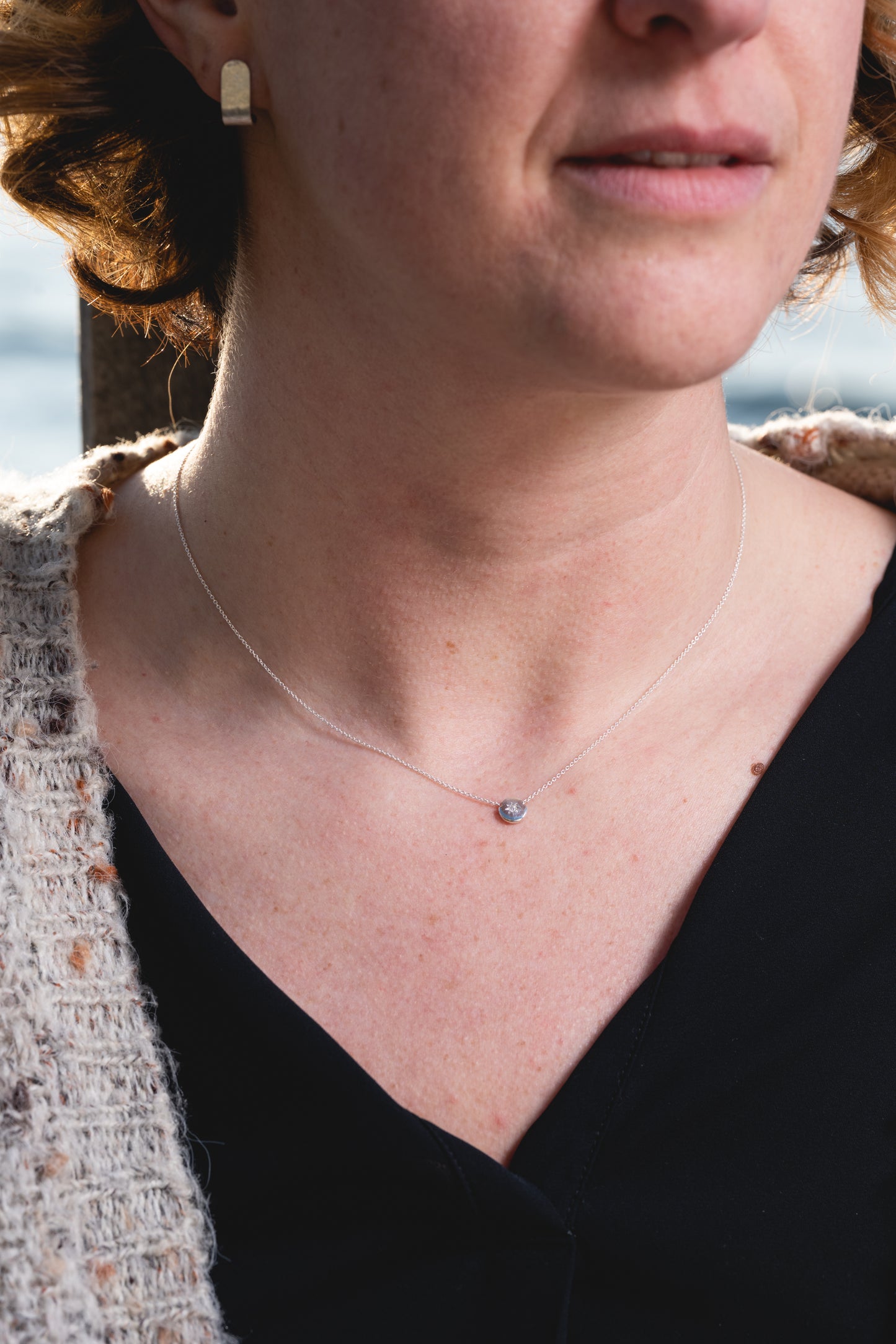 Marion chappaz bijoux collier argent médaille Serti étoile oxyde de zirconium chaine maille forçat femme pendentif