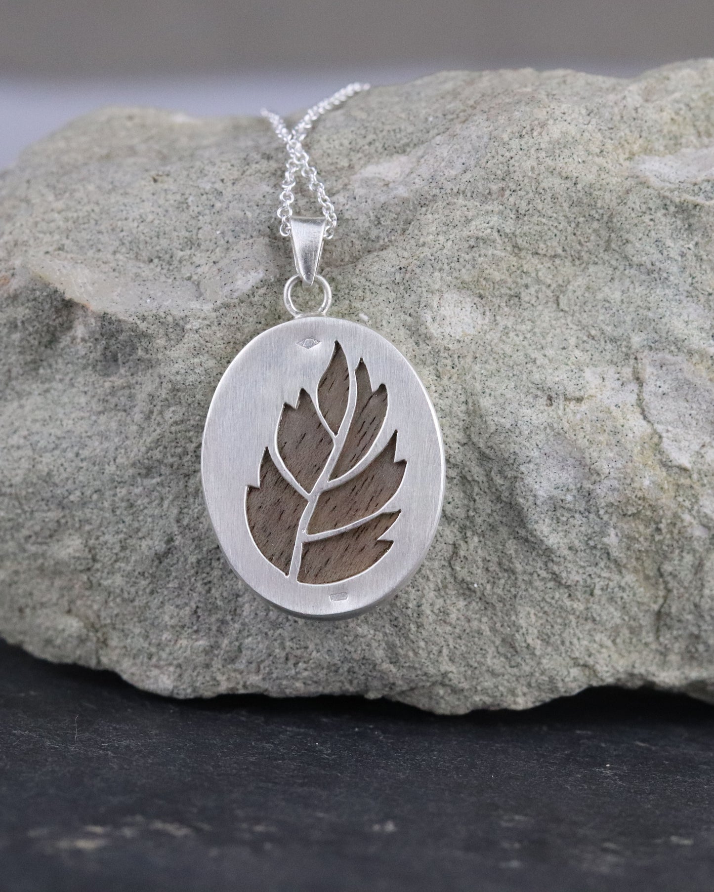 Collier Feuille Bois et Argent