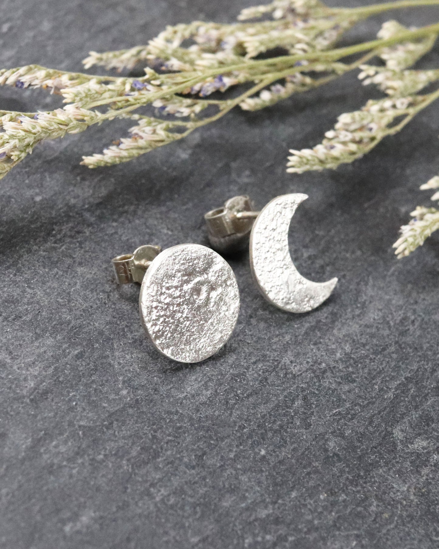 Boucles d'Oreilles Moon Asymétriques Argent ou Vermeil