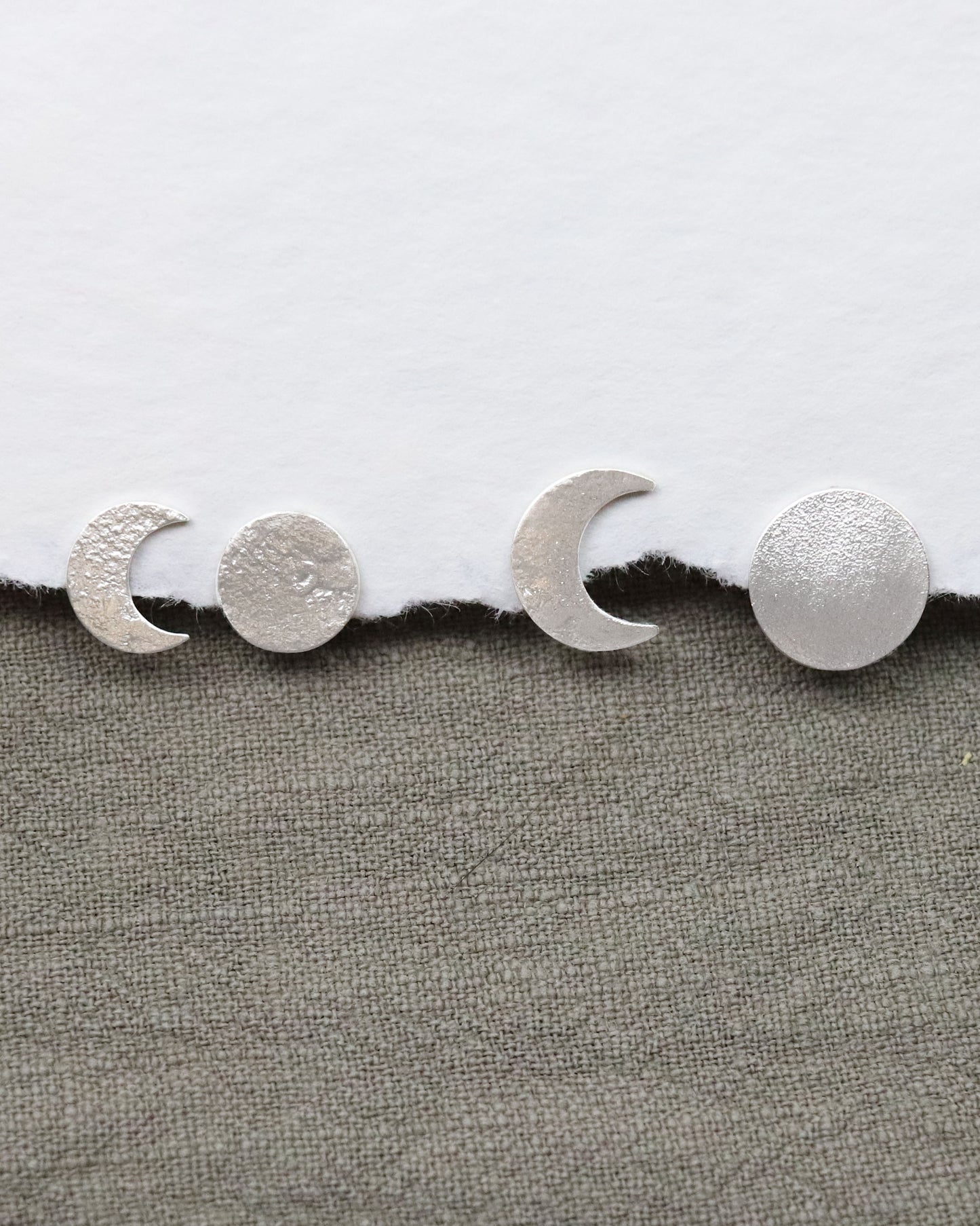 Boucles d'Oreilles Moon Asymétriques Argent ou Vermeil