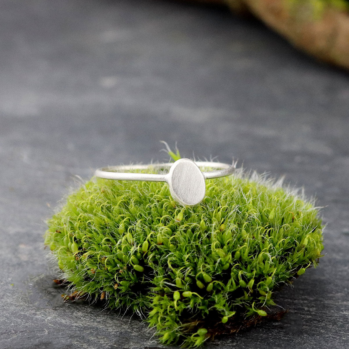 Bijoux Marion Chappaz Bague en argent galet brossée sur mousse