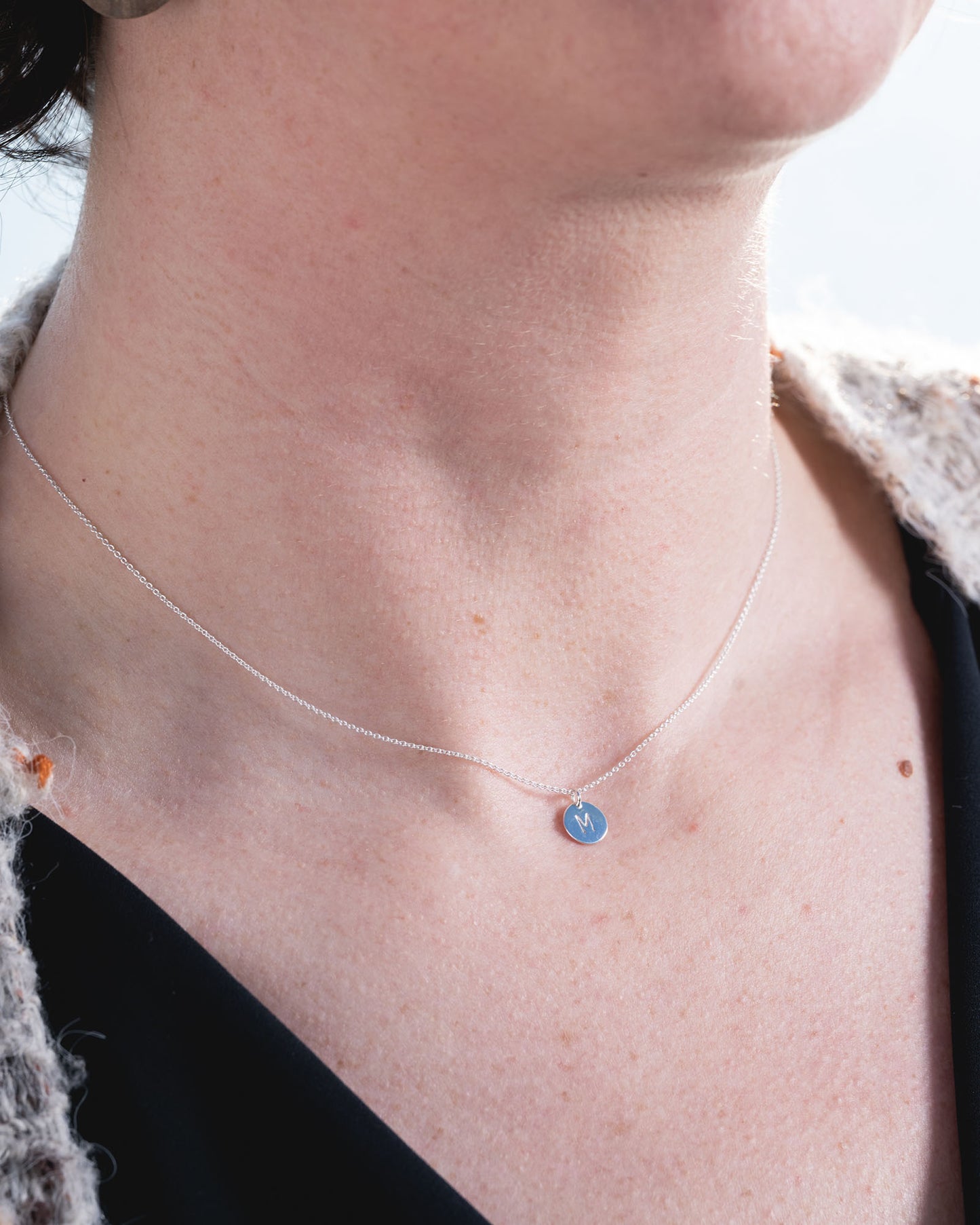Collier Médaille Personnalisée Lettre Argent