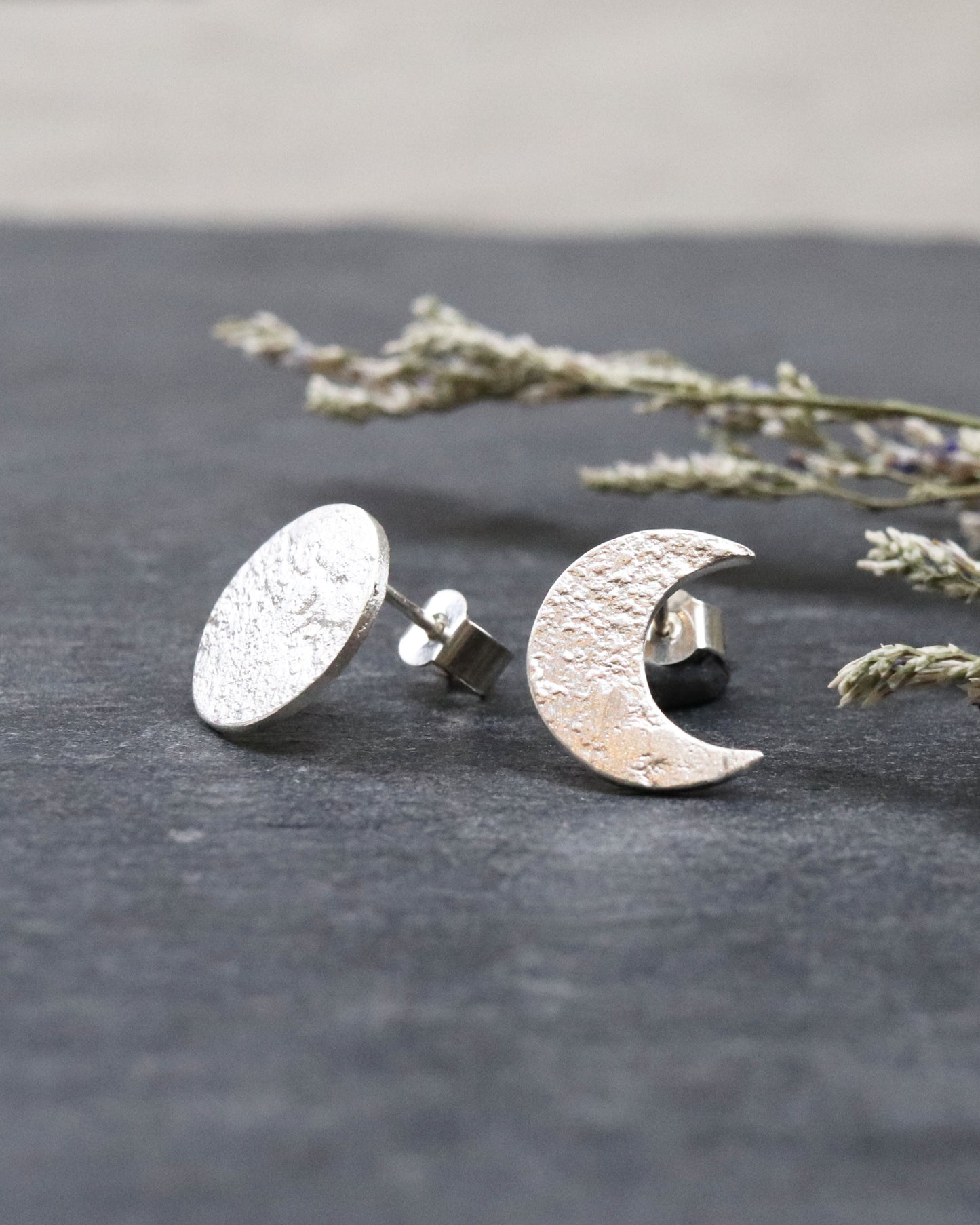 Boucles d'Oreilles Moon Asymétriques Argent ou Vermeil